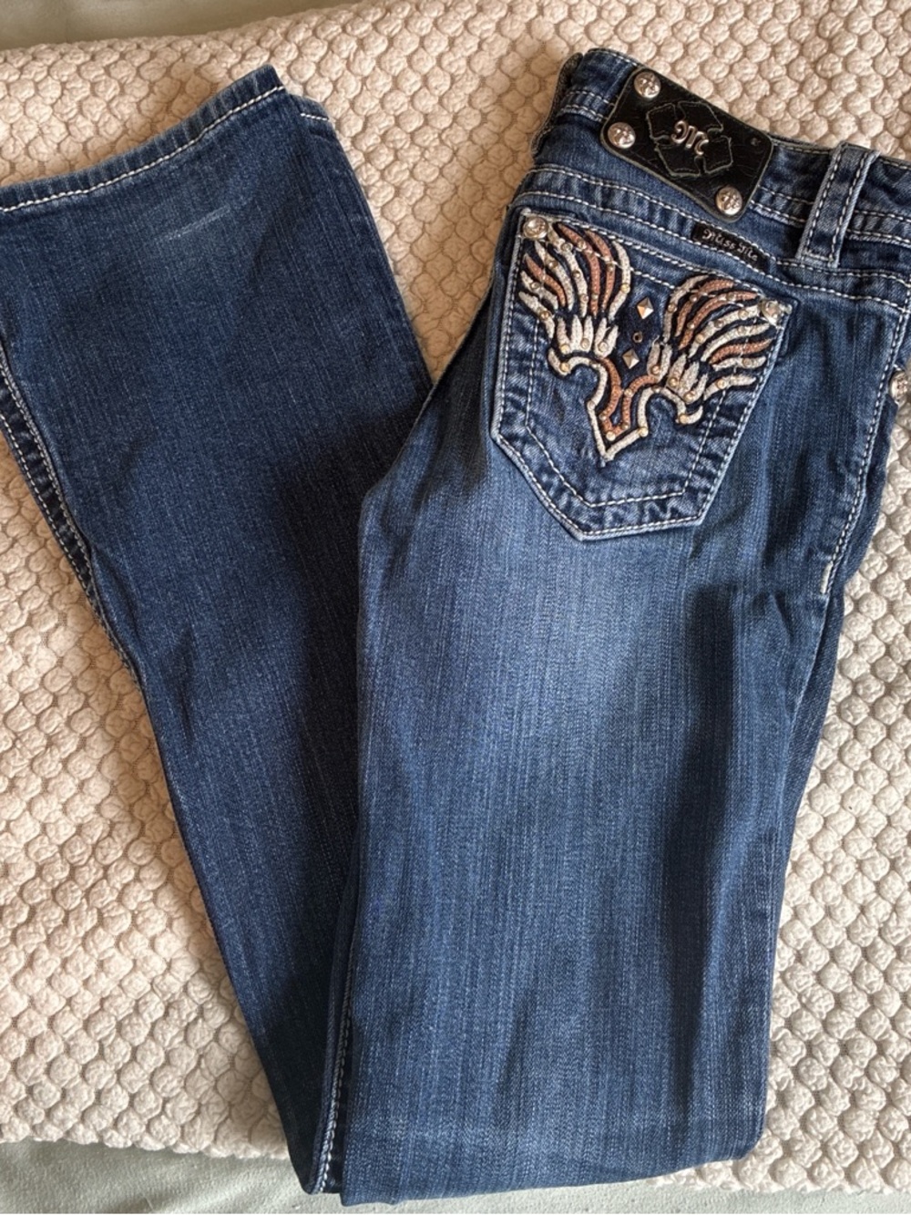 Miss Me Blue Denim Jeans with Embellished Back Pockets